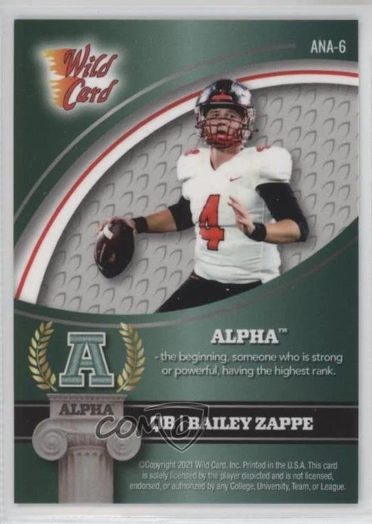 2021 Alumination NIL Collegiate Edition Alpha Holo-Lux Green /12 Bailey Zappe - Image 2 of 2