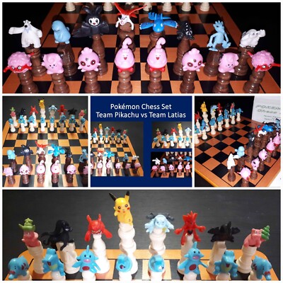 POKEMON CHESS SET - Pikachu vs Latias includes Board, Instructions & Checkers