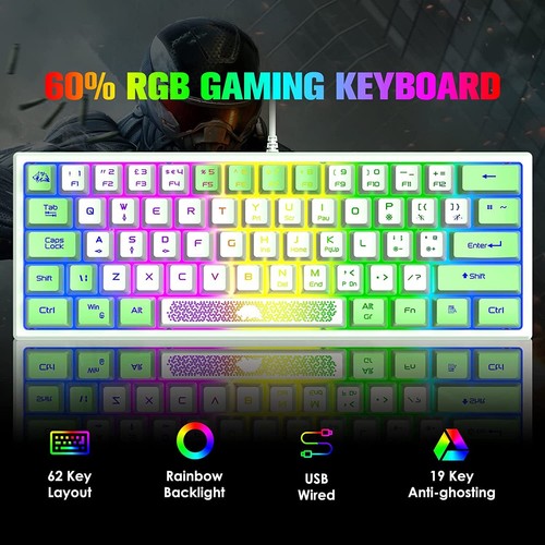 ZIYOULANG K61 60% Wired Gaming Keyboard with LED Backlit for Office Typist PC - Picture 11 of 18
