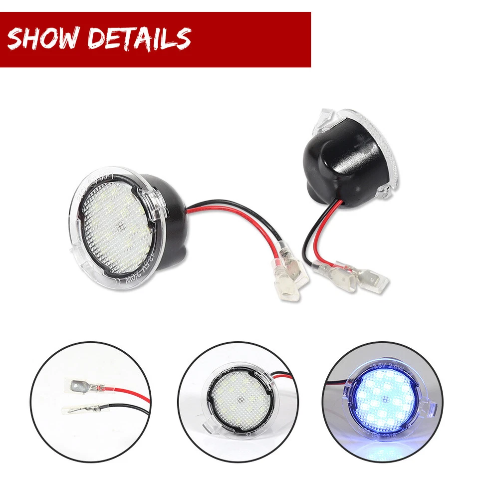 Luces de charco de espejo lateral LED azul hielo para Ford F150 Explorer Expedition Taurus Foto 3 de 4