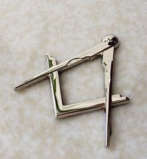 Masonic Master Mason Square & Compass Cut Out Car Auto Emblem Silver DMCE19
