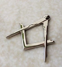 Masonic Master Mason Square & Compass Cut Out Car Auto Emblem Silver DMCE19