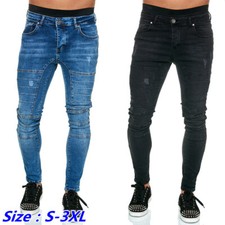 Jeans Biker Slim Lavati Skinny In Denim A Vita Bassa