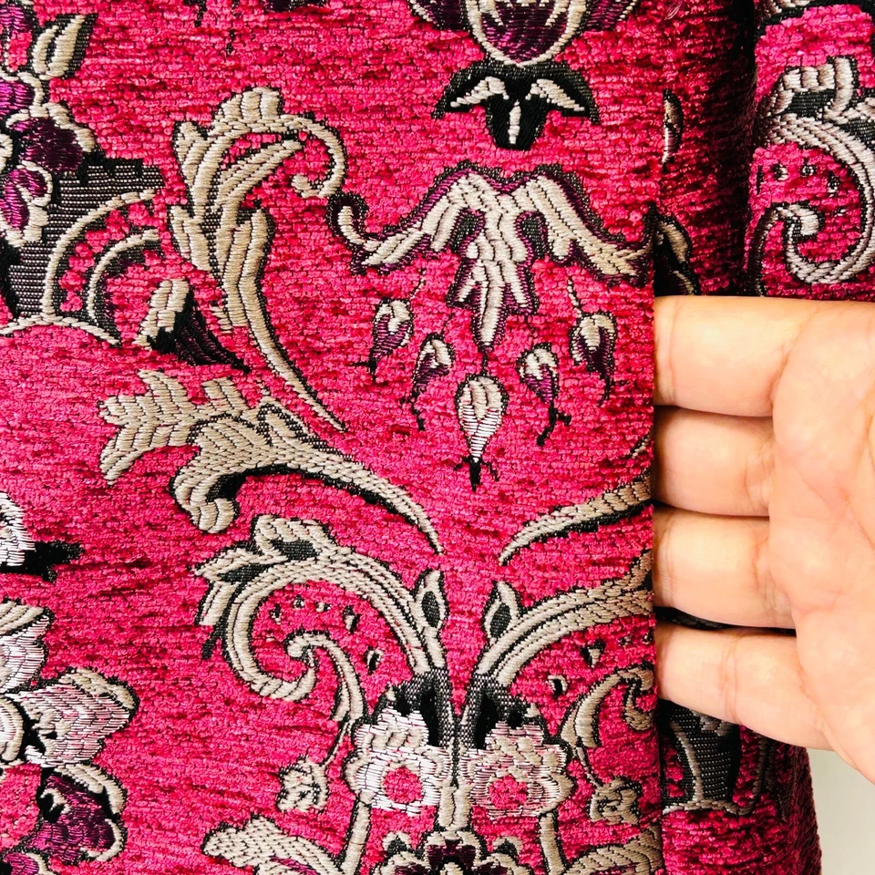 Blazer Susan Graver Jacquard Tapiz Talla 4 Rosa Negro Dorado Chaqueta de Un Botón Foto 4 de 4