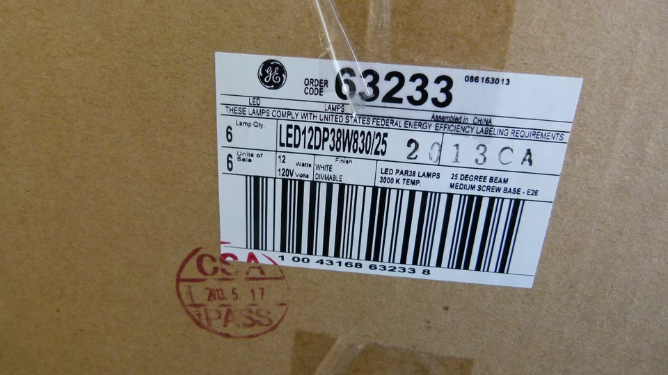 Box of 6 - GE 63233 LED12DP38W830/25 12 Watt PAR38 120V Flood Lamp 3000K - Image 2 of 3