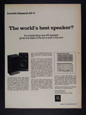 1976 Acoustic Research AR-11 Speakers vintage print Ad