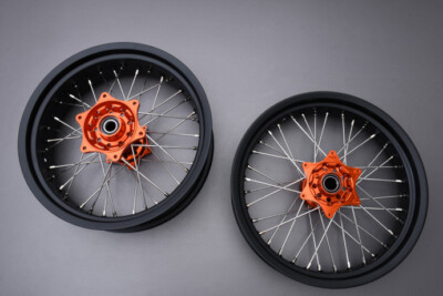 Spoked Supermoto Front + Rear Wheels Rims For KTM ENDURO 690/R