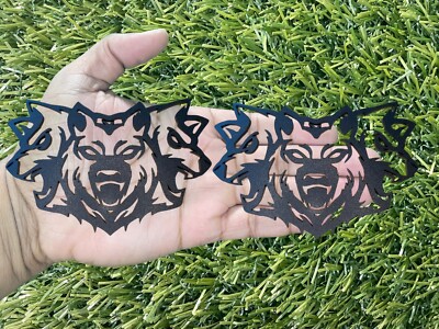 Wolf Pack  Badges Emblem Matte Black Cerberus 2 BADGES Fender Angry Agressive