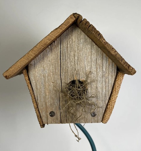 VTG Wood Bird House Metal Stand 13” Rustic Country Farmhouse Hand Crafted Decor - Bild 5 von 12