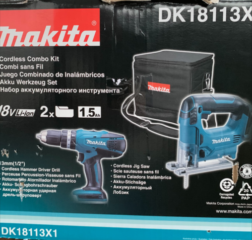 Makita SET DK18113X1 Akku-Schrauber + Stichsäge +2x Akku 18V+ Ladegerät Werkzeug - Bild 1 von 7
