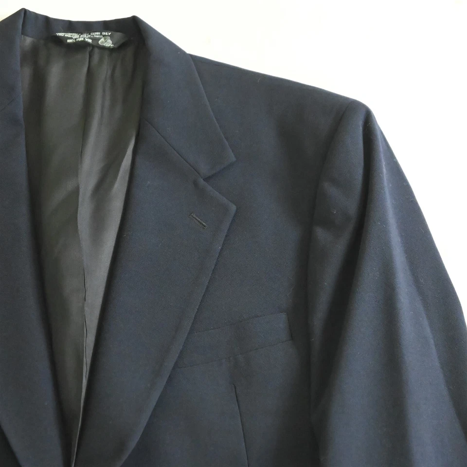 Blazer Abrigo Deportivo Chaqueta De Colección John Alexander 44R Slim Azul Marino Hopsack Botón Dorado Foto 2 de 4