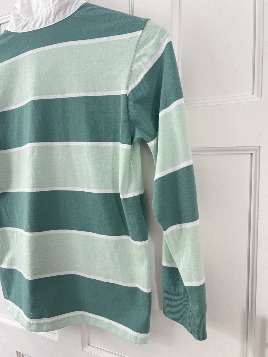 Art Class Striped Rugby Polo Long Sleeve Shirt Mint Green