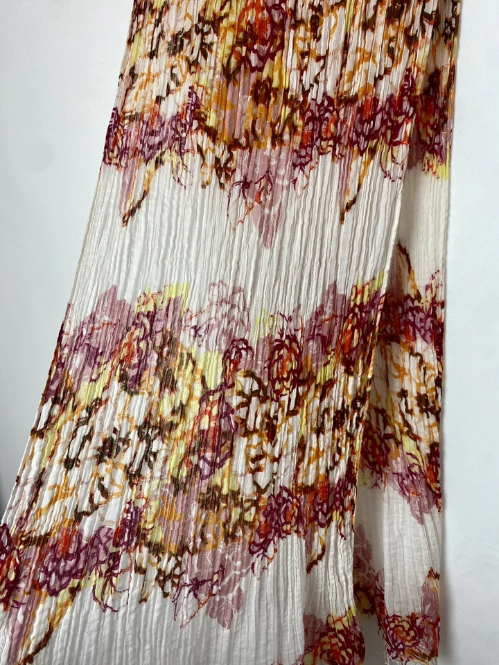 Bufanda ligera de algodón para mujer con estampado floral naranja rosa rojo azul marino antiguo Foto 3 de 4