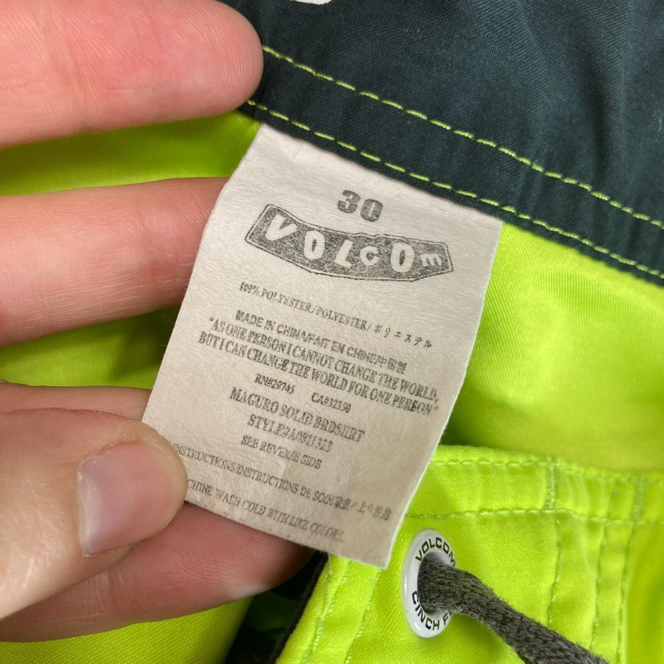 Volcom Boardshorts 30 Mens Neon 4 Way Stretch Swim Trunks Cinch Fly Pocket Short - Image 4 of 4