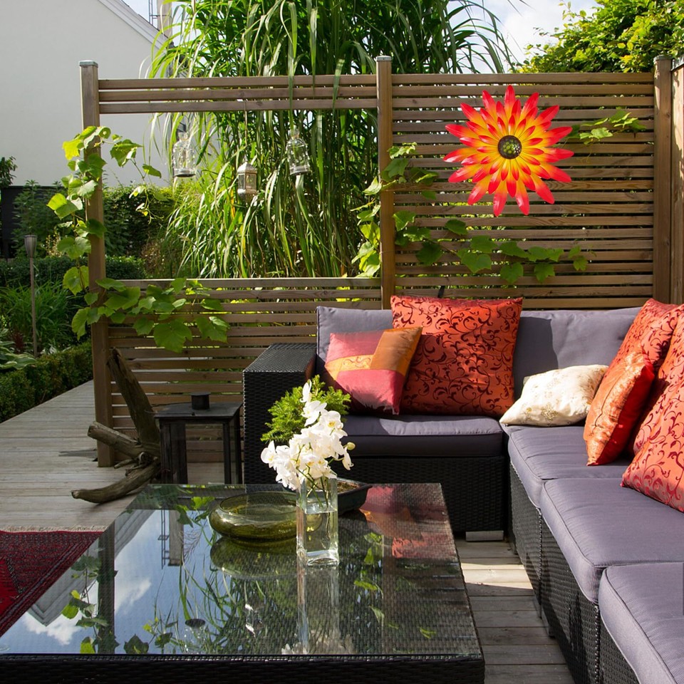 12 Inch Metal Flower Wall Decor Metal Outdoor Wall Art Sculpture for