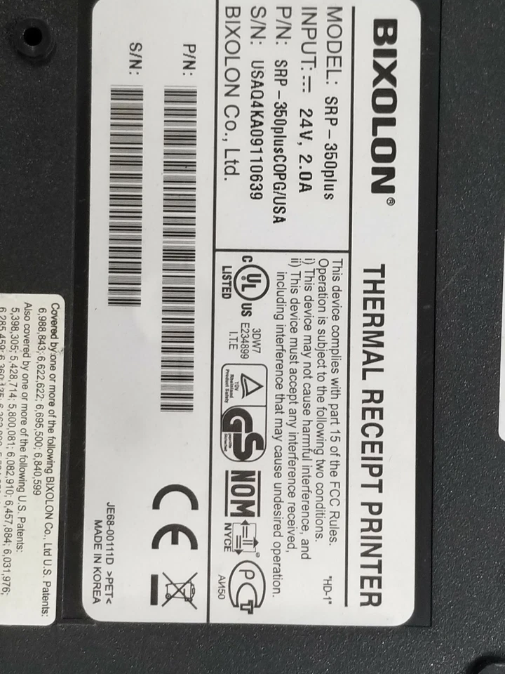 Bixolon SRP-350Plus Paralell POS Thermal Receipt Printer with AC Adapter - Image 4 of 4
