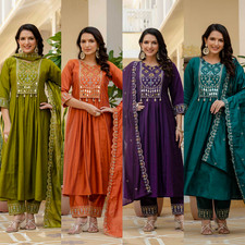 Indian Readymad Party Festive Wedding Rayon Kurta Kurti Pant Set for Women's Gif