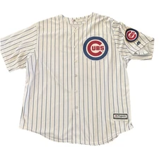 Chicago Cubs Jessy 2XL Moore Majestic White Pinstripe Home Personalized 