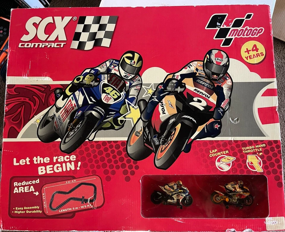 SCX Compact, MotoGP Motorcycle Racing Set, NOS, Valentino Rossi, Vr46, Pedrosa Foto 2 de 4