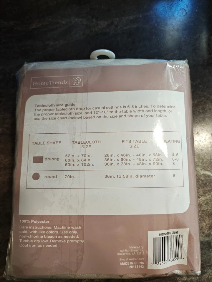 Home Trends Tan Stain Release Poly Microfiber Tablecloth 60" x 84" Oblong - Image 3 of 3