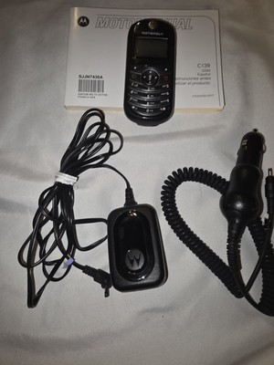 Motorola C139 Cellular Phone W/ 2 Chargers And Manual Tested Working 