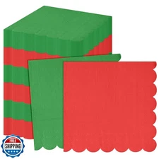 Epakh 100 Pcs Christmas Paper Napkins Red and Green Cocktail Napk