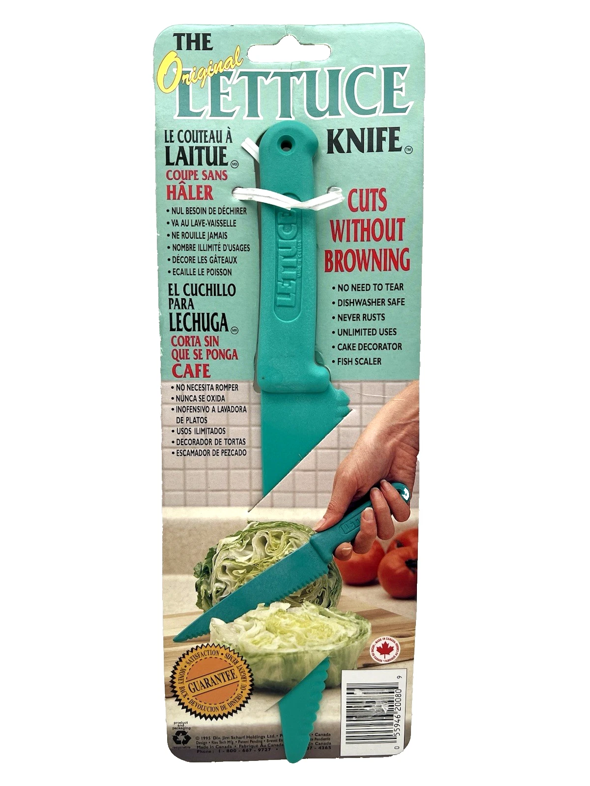 Vtg THE ORIGINAL Blue Green Plastic Lettuce Knife Cake Decorator Fish Scaler