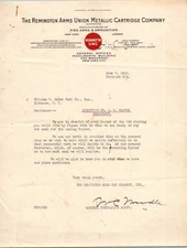 1919 Remington Arms Union Metallic Cartridge Co. Letter NYC Firearms