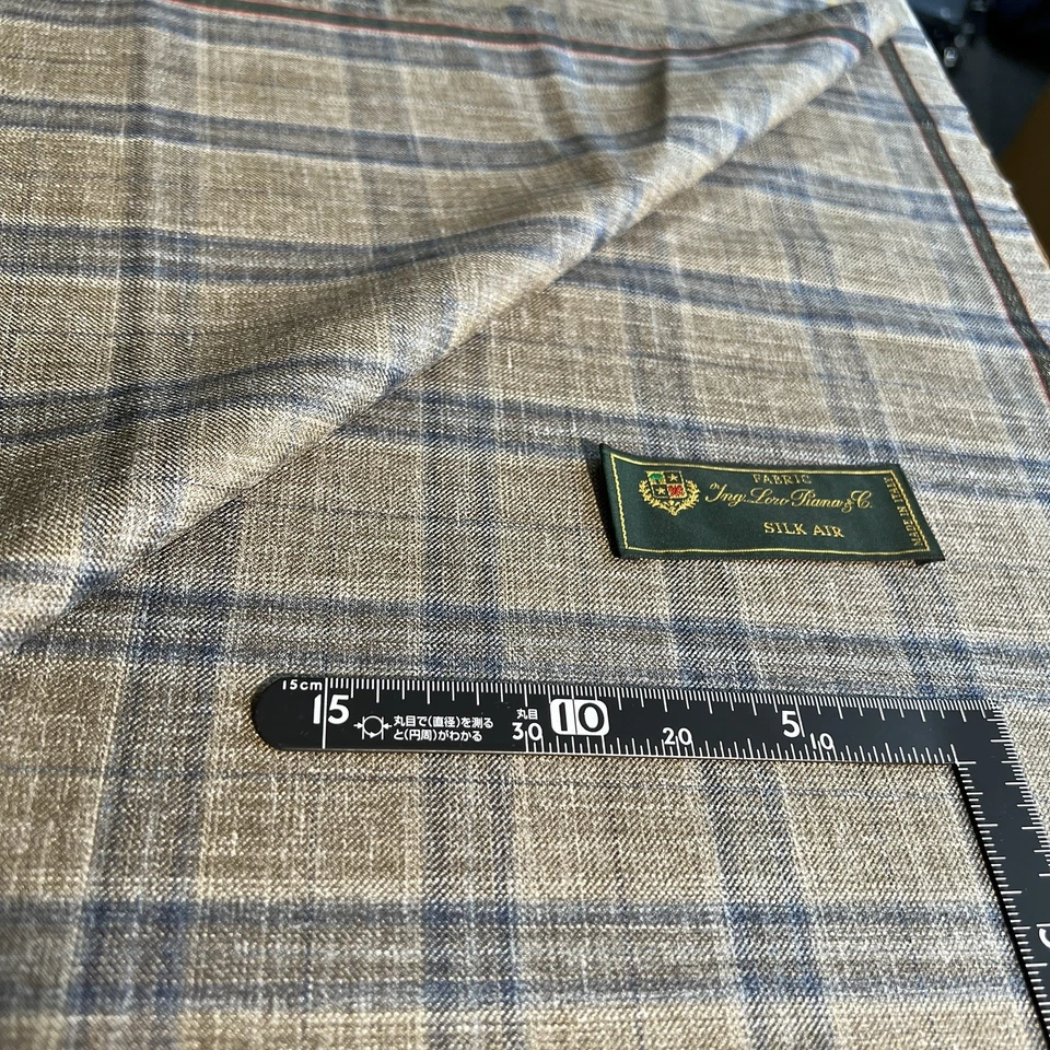 Loro Piana SILK AIR Fabric 1.60m - 35% SILK Wool Linen - Plaid -Slender Jacket - Image 2 of 4