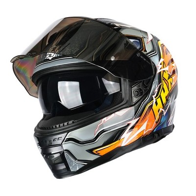 glow in the dark motorcycle helmet amazon TRIANGLE Full Face Dual Visor Helmet, DOT Approved for Adults while the internal dark smoke DropShield visor is perfect for sunny days KYPARA Full Face Motorcycle Helmet