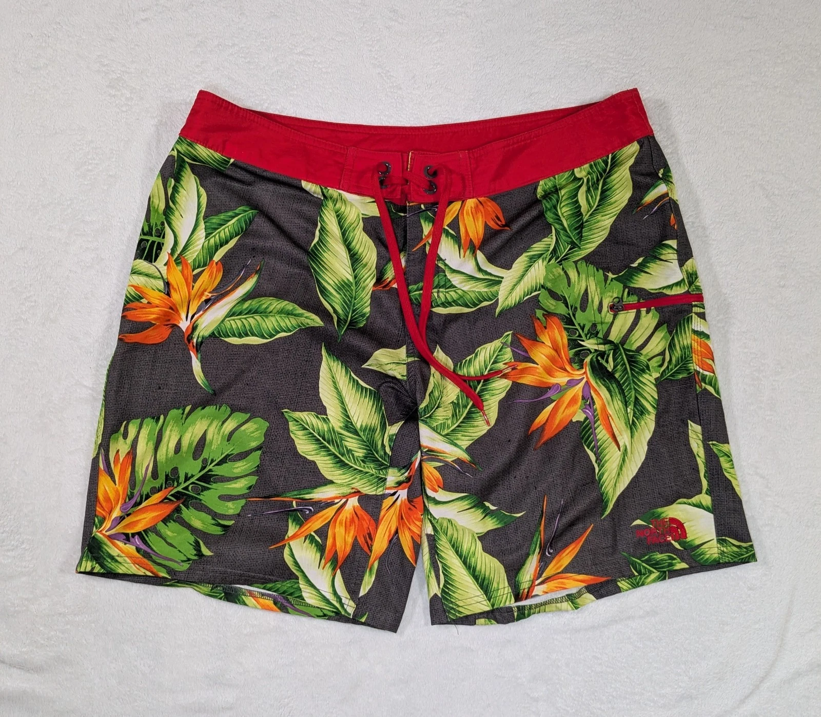 The North Face Green Red Floral Hiking Board Shorts Mens 36 FlashDry
