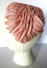 Vtg Hat Womens Fascinator Headband Floral Pink Fabric Petals Wedding Church