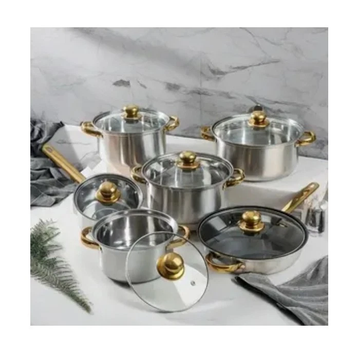 Stainless-Steel Cookware Set with Double Handles with Glass Lids
Opens in a new window or tab