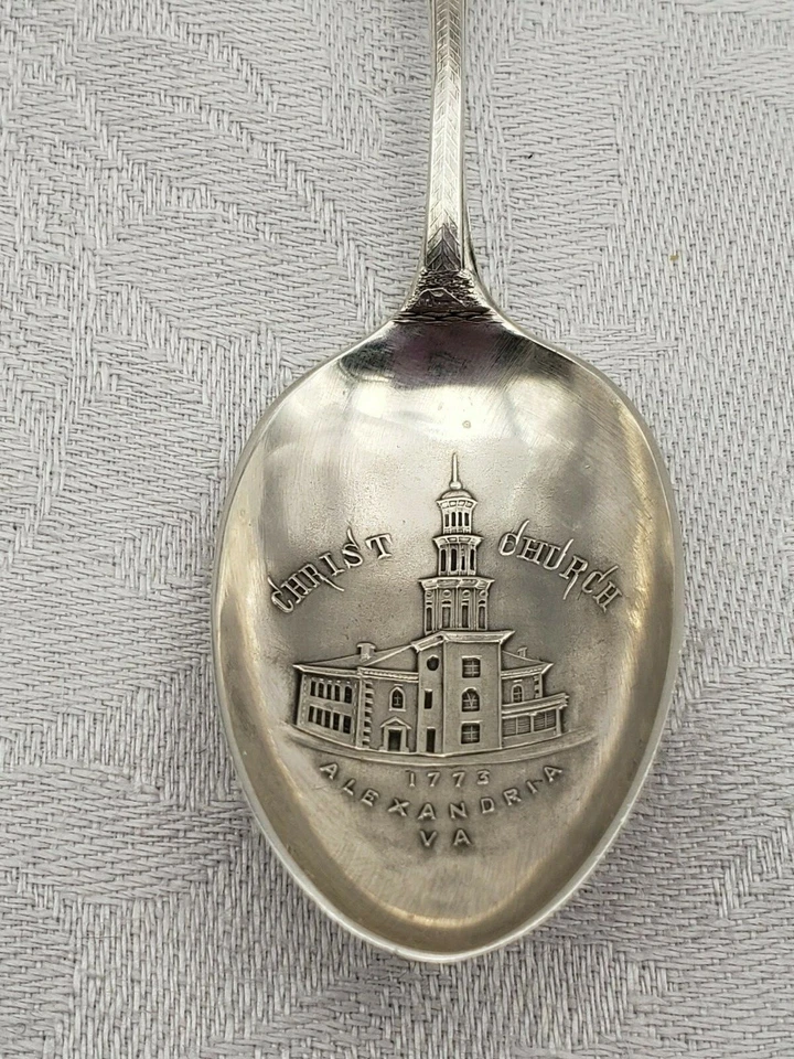 Cuchara de recuerdo de ley Alexandria, Virginia con iglesia de Cristo en cuenco 8902 Foto 2 de 4