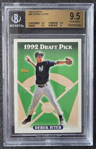"1993 Topps #98 Derek Jeter 1992 Draft Pick BGS 9,5 ""EDELSTEIN NEUWERTIG"