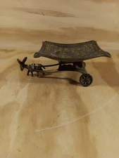 Vintage Donkey Pulling Brass Cart Ashtray Made In Israel 