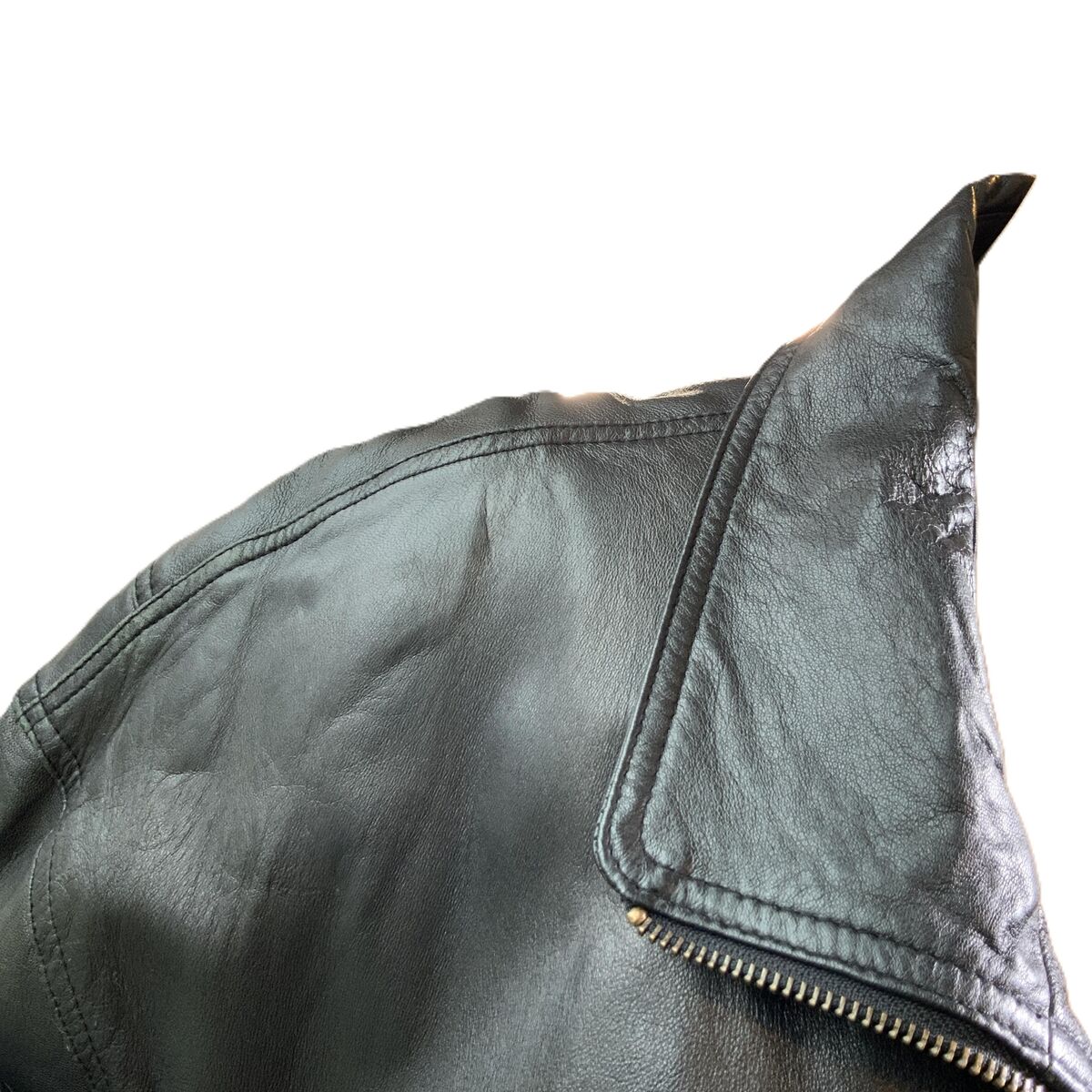 Falls Creek Black Leather Zip Front Bomber Jacket Size Extra Falls Creek Black Leather Zip Front Bomber Jacket Size Extra
