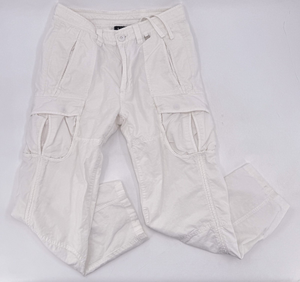 Armani Exchange Cargo Pants Womens 30 White Linen Cotton
