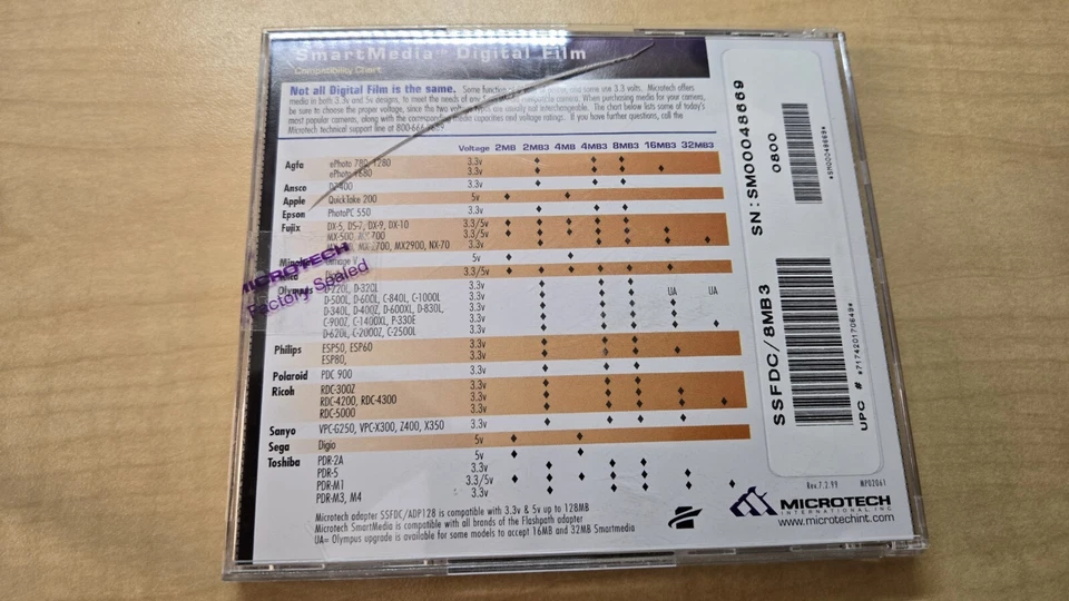 MicroTech SmartMedia 8MB 8 MBSSFDC Media Camera Memory Card Smart - Image 3 of 3