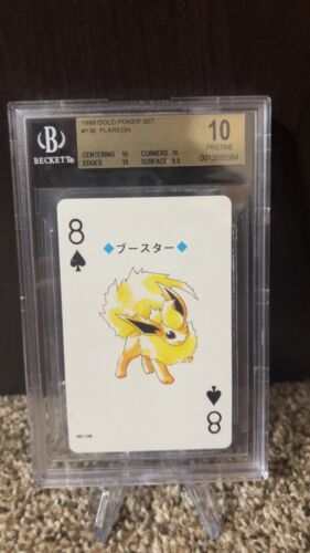 Pokemon 1999 Japanese Flareon Playing Card #136 Gold Poker Card BGS 10 GEM MINT