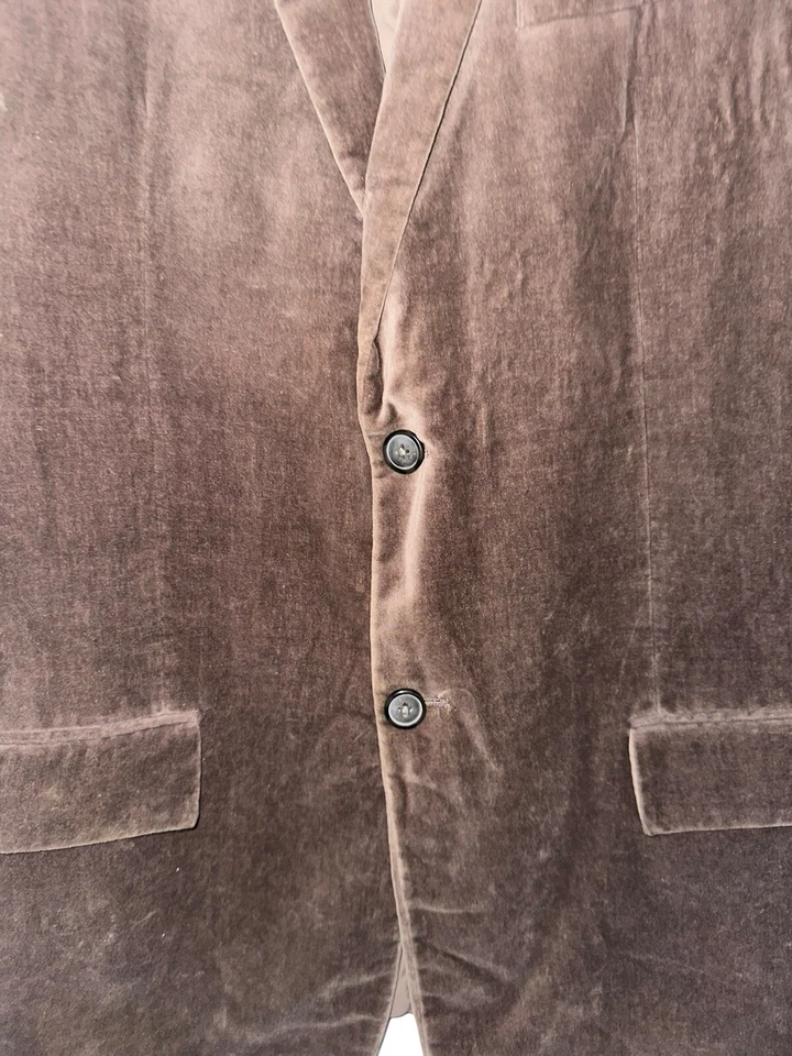 Merona Mens 100% Cotton Velvet Blazer Sz 42R Mushroom Brown 2 Button Jacket - Image 2 of 4
