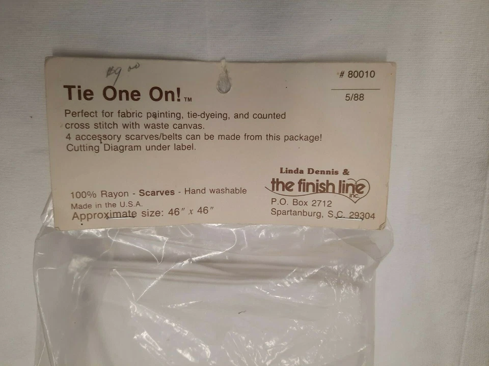 Ready to Dye Dyeable 46" x 46" Rayon Scarf Wrap Linda Dennis USA Vintage NIP - Image 2 of 4