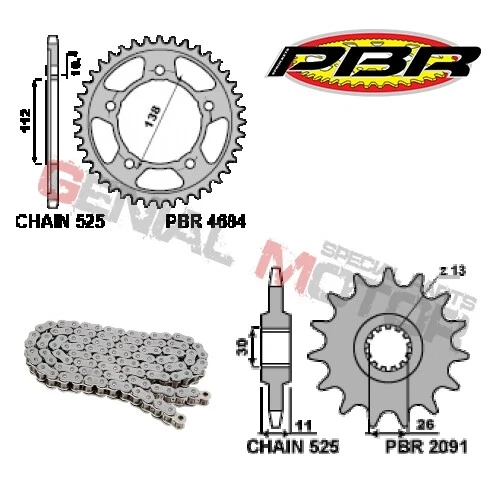 Kit de cadena y piñones EK2851G 16/41/525 PBR YAMAHA YZF-R1M 2016 > 2019 Foto 2 de 2