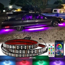 6PCS Double Row LED RGB Light Strip Underglow LED Remote For Cadillac Fleetwood