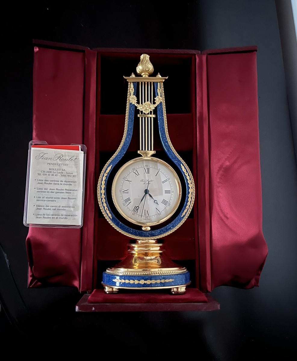 Jean Roulet 置き時計 Jean Roulet Le Locle Lapis Lazuli look Clock Electroplated 21 K