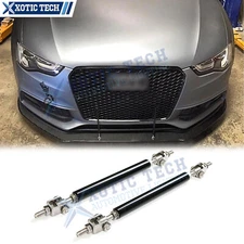 8"-11" Black Front Bumper Support Lip Struct Rod Bars For Audi A3 A4 2000-up