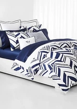 Ralph Lauren Spencer Solid 475 TC Sateen Pima Cotton Queen Sheet 4 Pc Set Navy