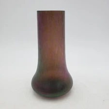 Vintage Austrian or Czech Iridescent Purple Art Glass Vase | Unmarked | Chipping