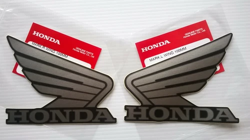 Honda GENUINE Wing Fuel Tank Decals Stickers 100mm SILVER + GUNPOWDER BLACK