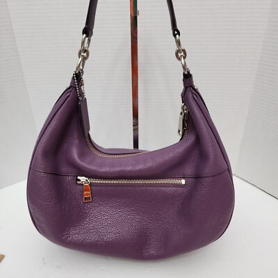 Coach Harley East West Hobo Shoulder Bag Purple Pebbled